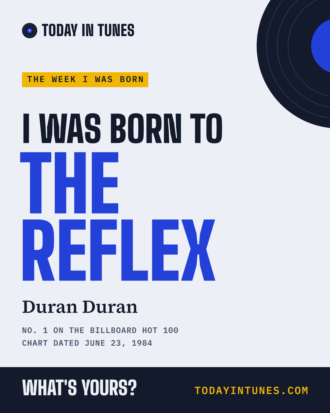 I was born to The Reflex, by Duran Duran