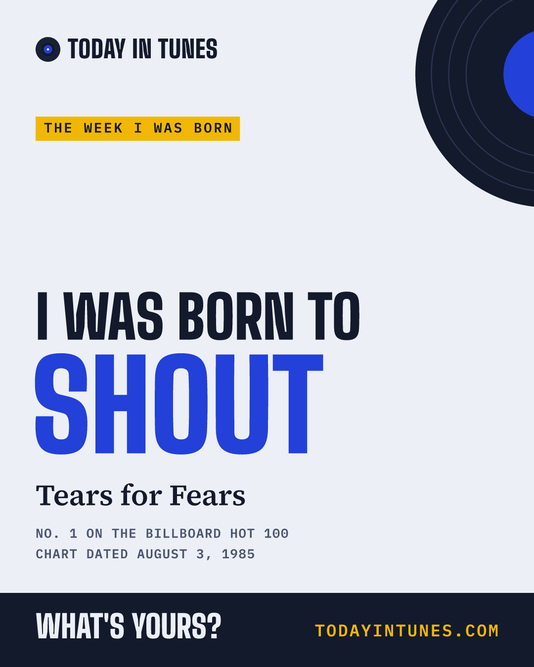 I was born to Shout, by Tears for Fears