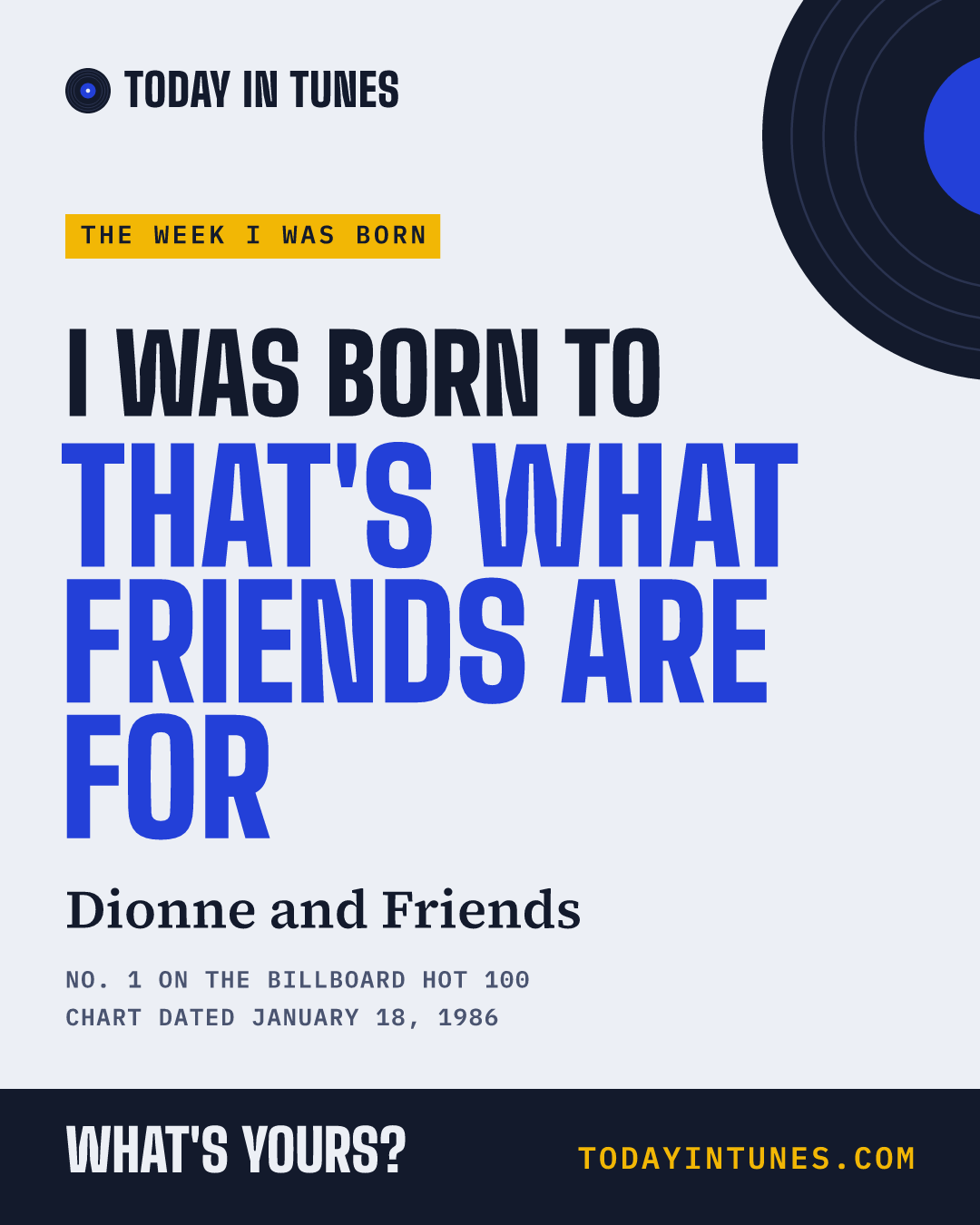 I was born to That's What Friends Are For, by Dionne and Friends