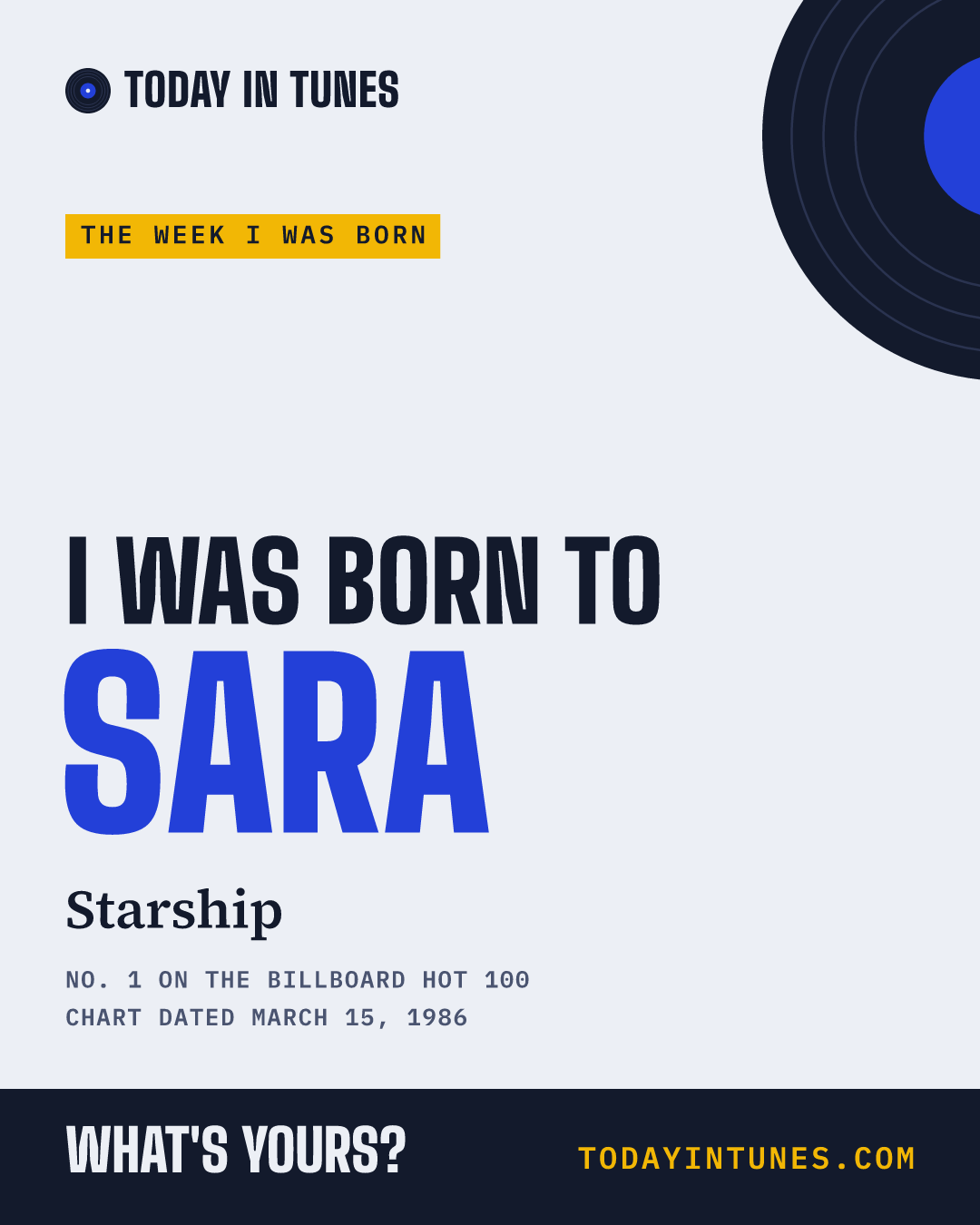 I was born to Sara, by Starship