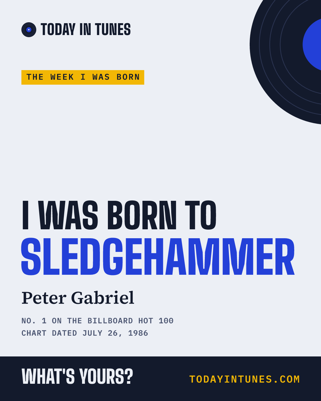 I was born to Sledgehammer, by Peter Gabriel