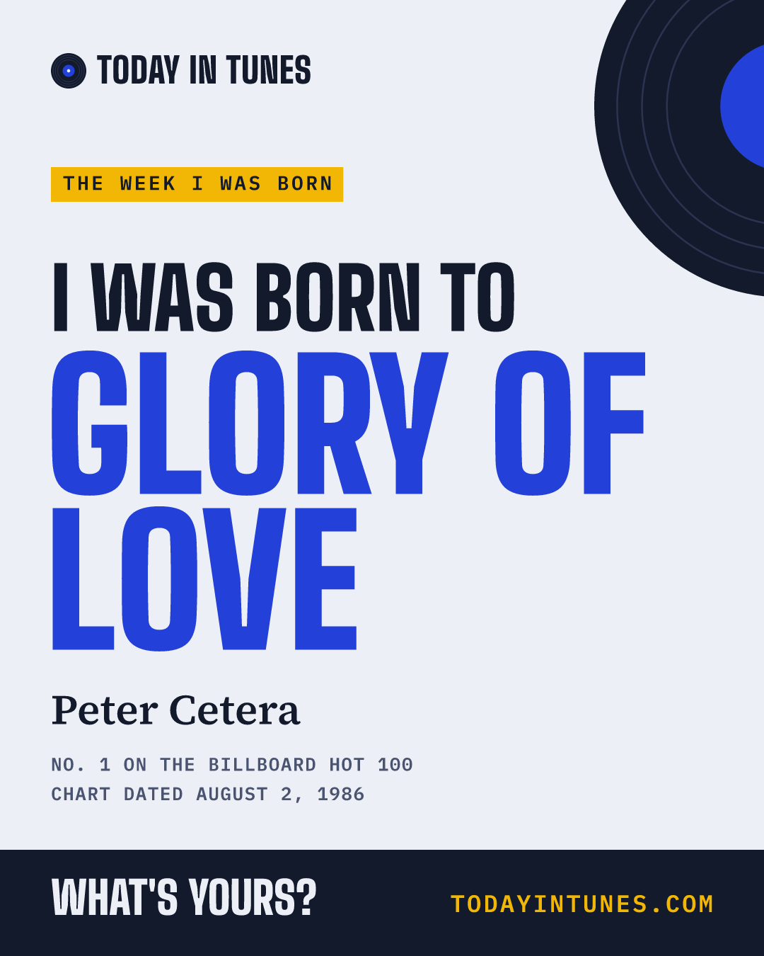 I was born to Glory of Love, by Peter Cetera