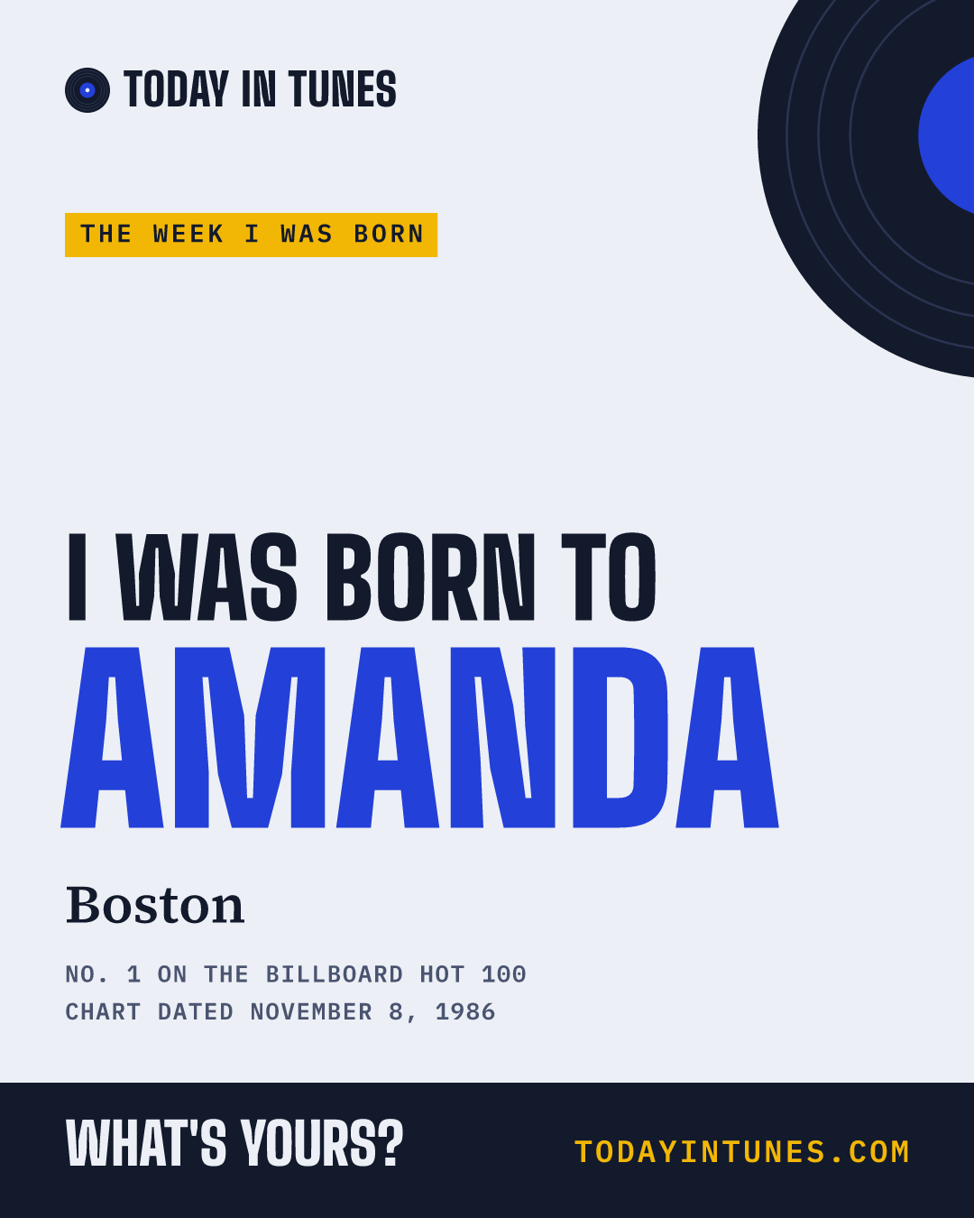 I was born to Amanda, by Boston