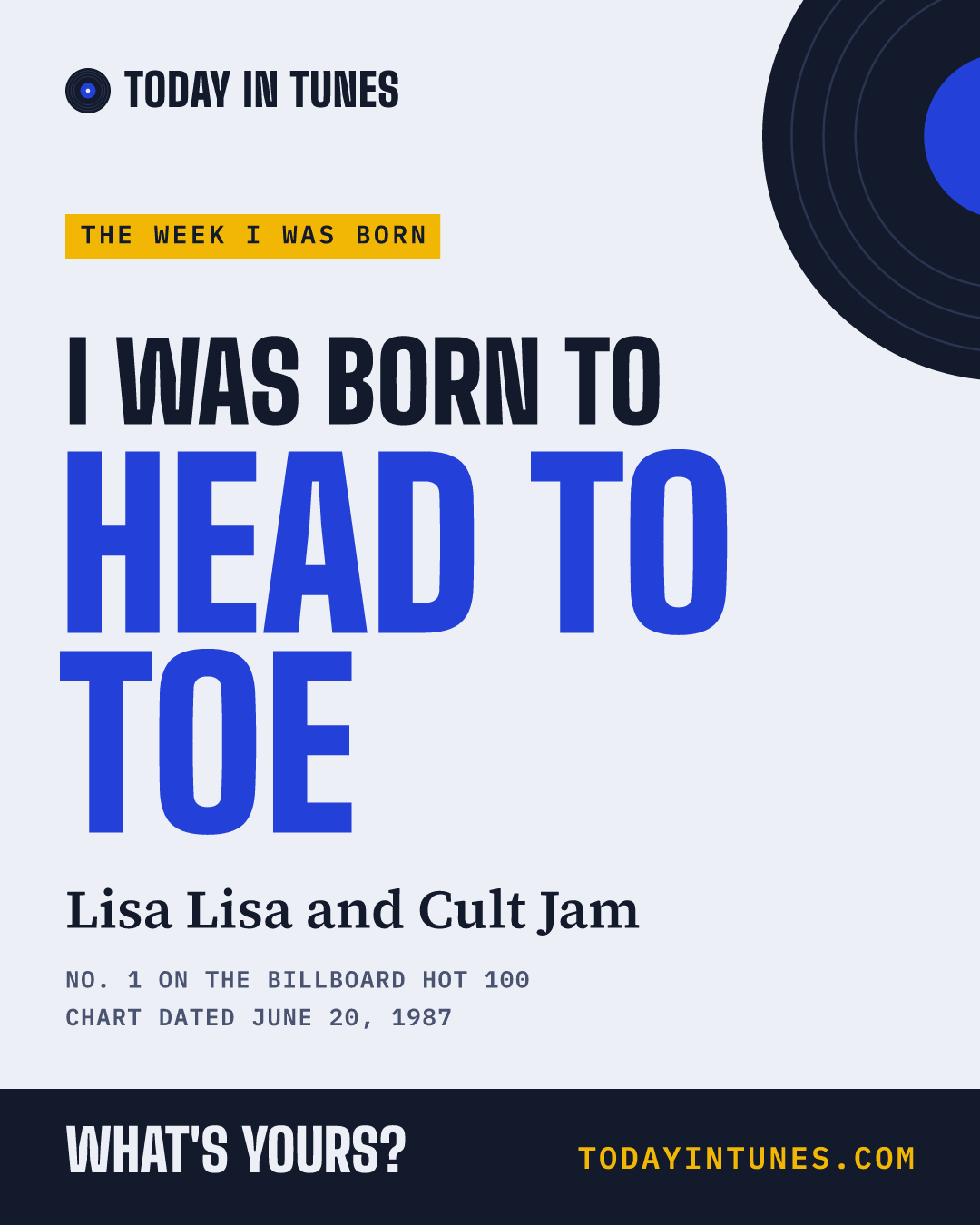 I was born to Head to Toe, by Lisa Lisa and Cult Jam