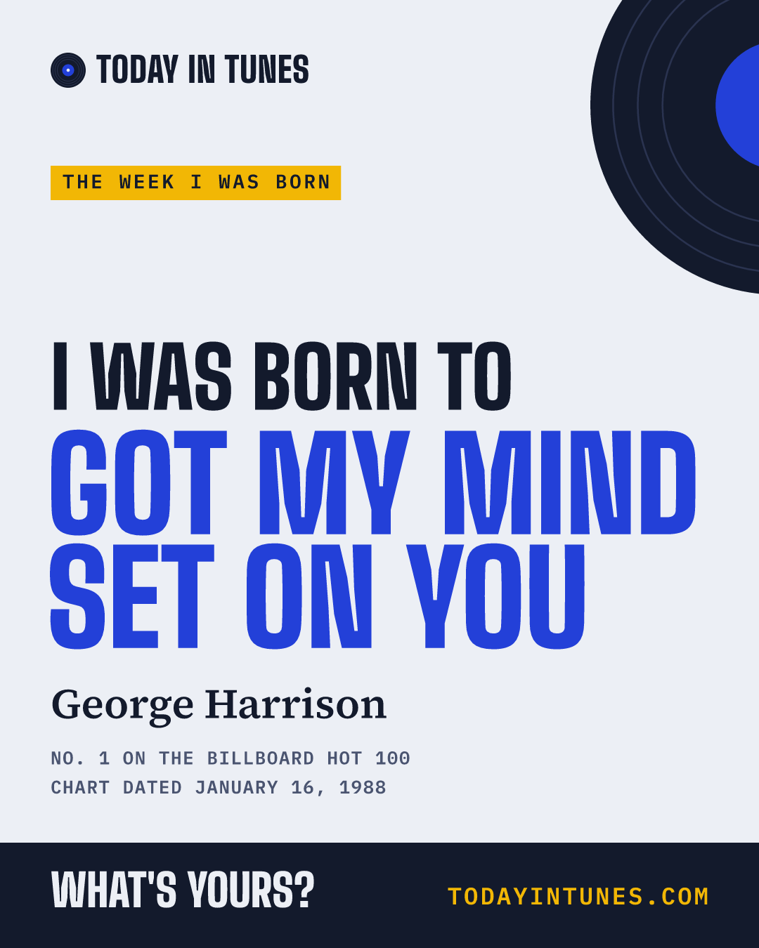 I was born to Got My Mind Set on You, by George Harrison