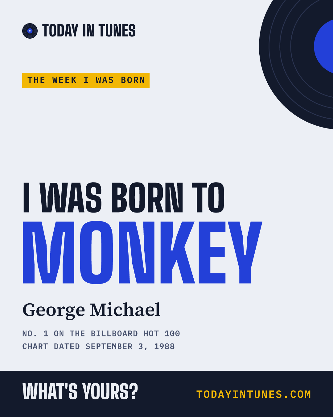 I was born to Monkey, by George Michael