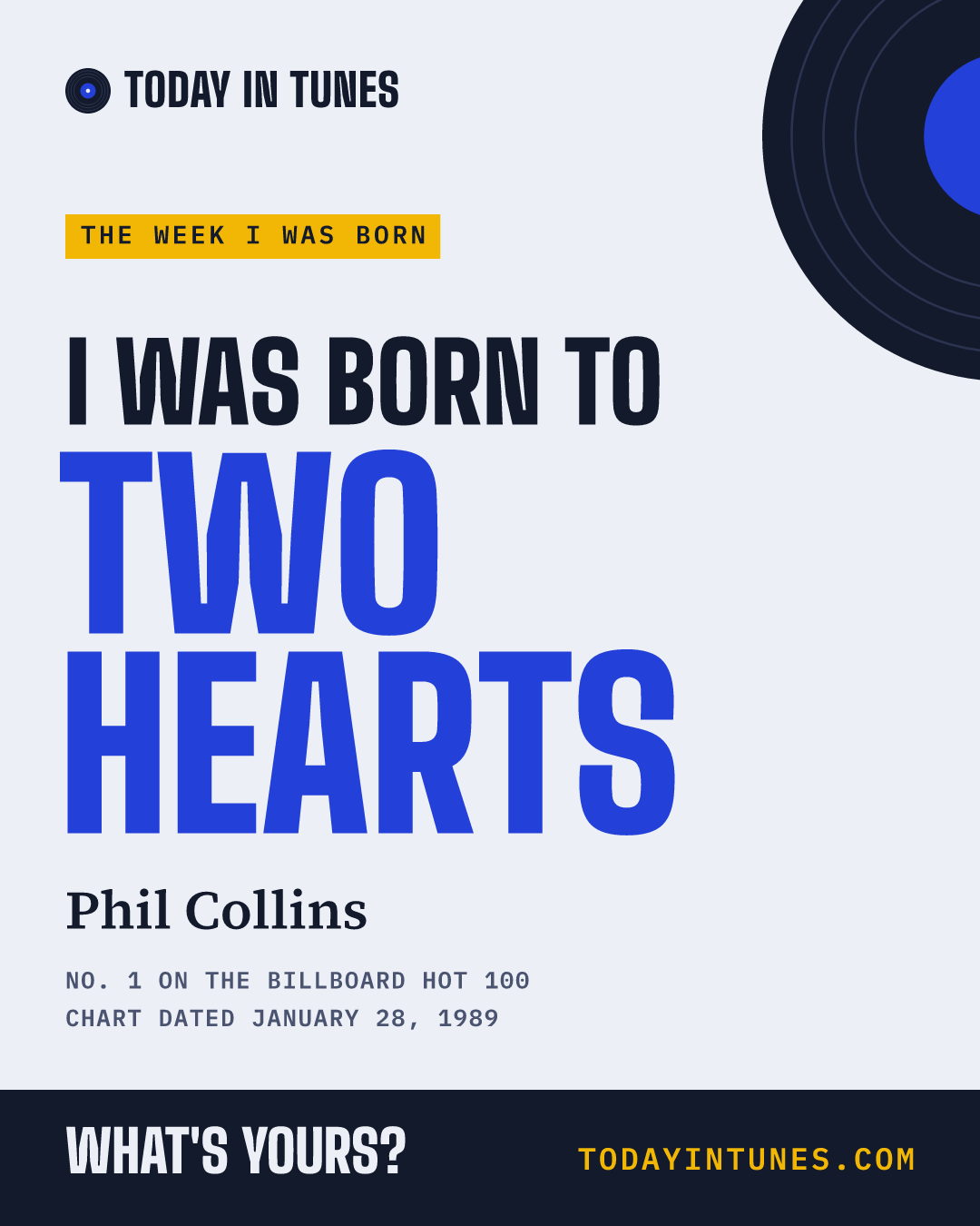 I was born to Two Hearts, by Phil Collins