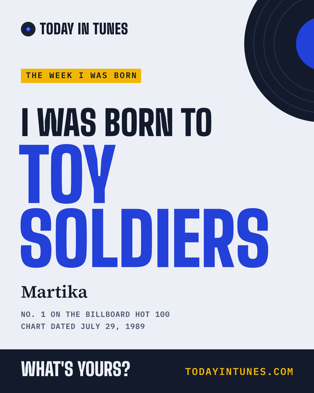 I was born to Toy Soldiers, by Martika