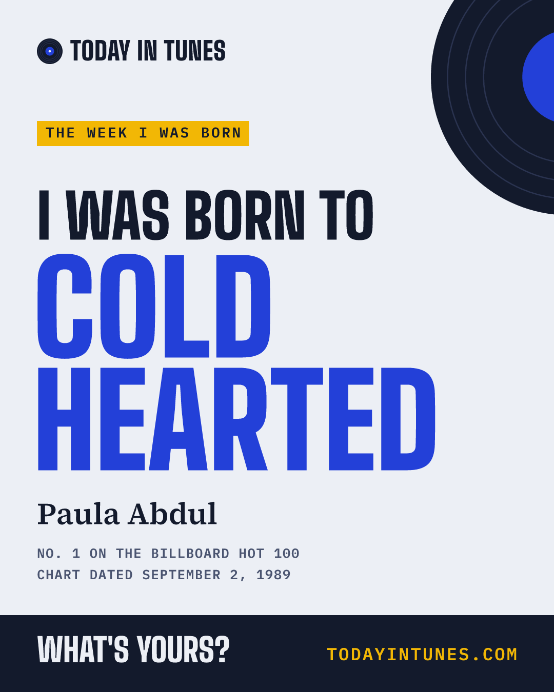 I was born to Cold Hearted, by Paula Abdul