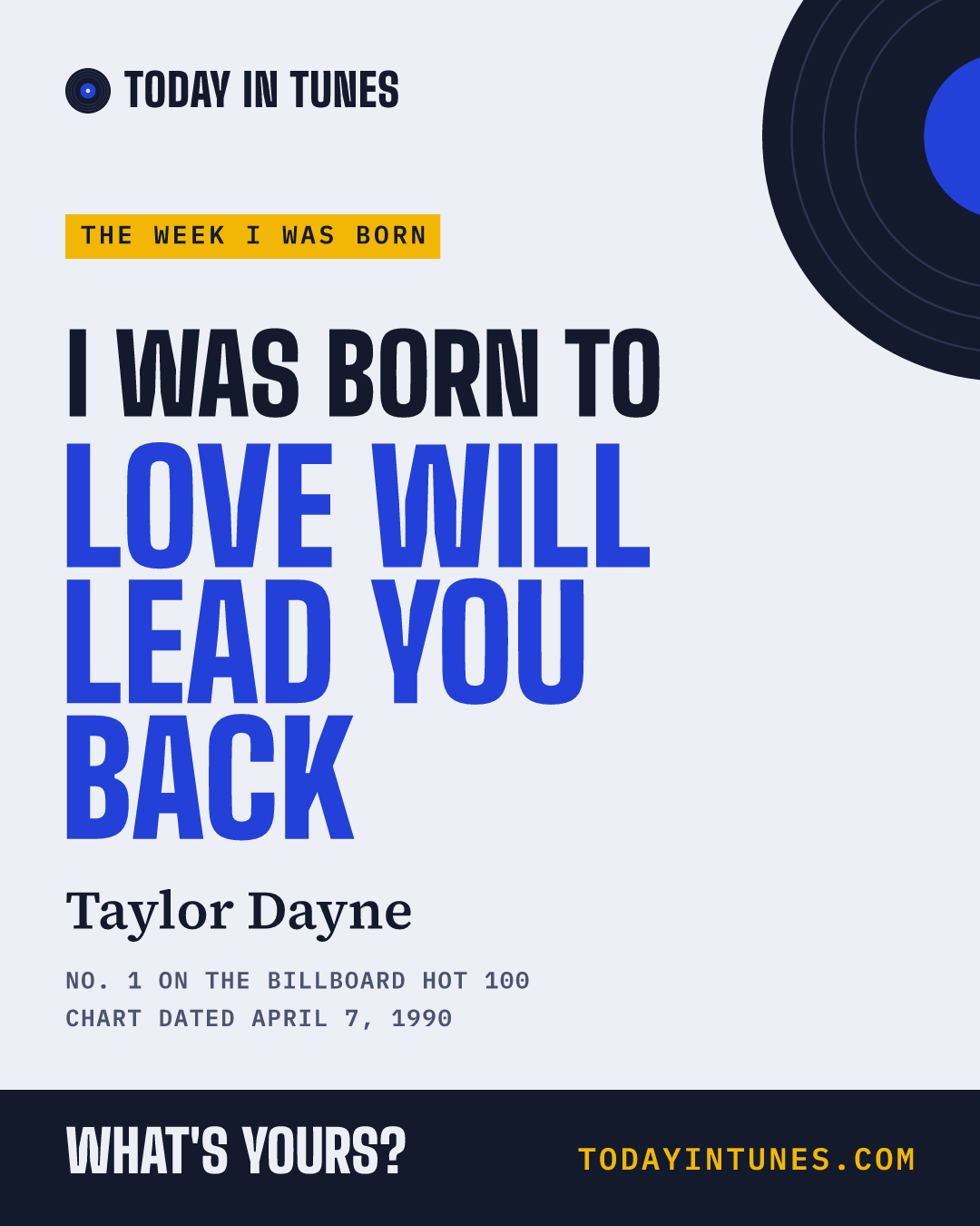 I was born to Love Will Lead You Back, by Taylor Dayne