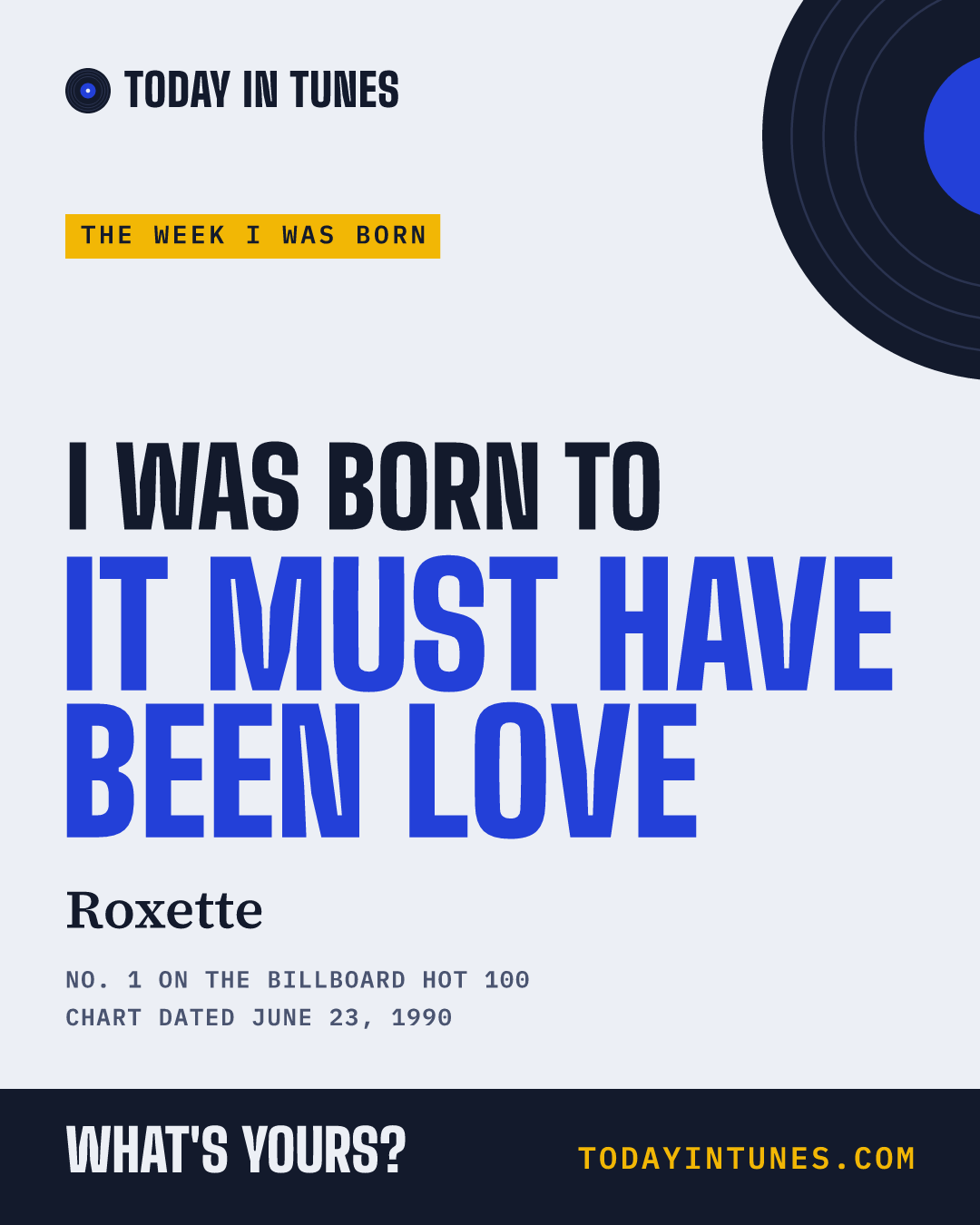 I was born to It Must Have Been Love, by Roxette