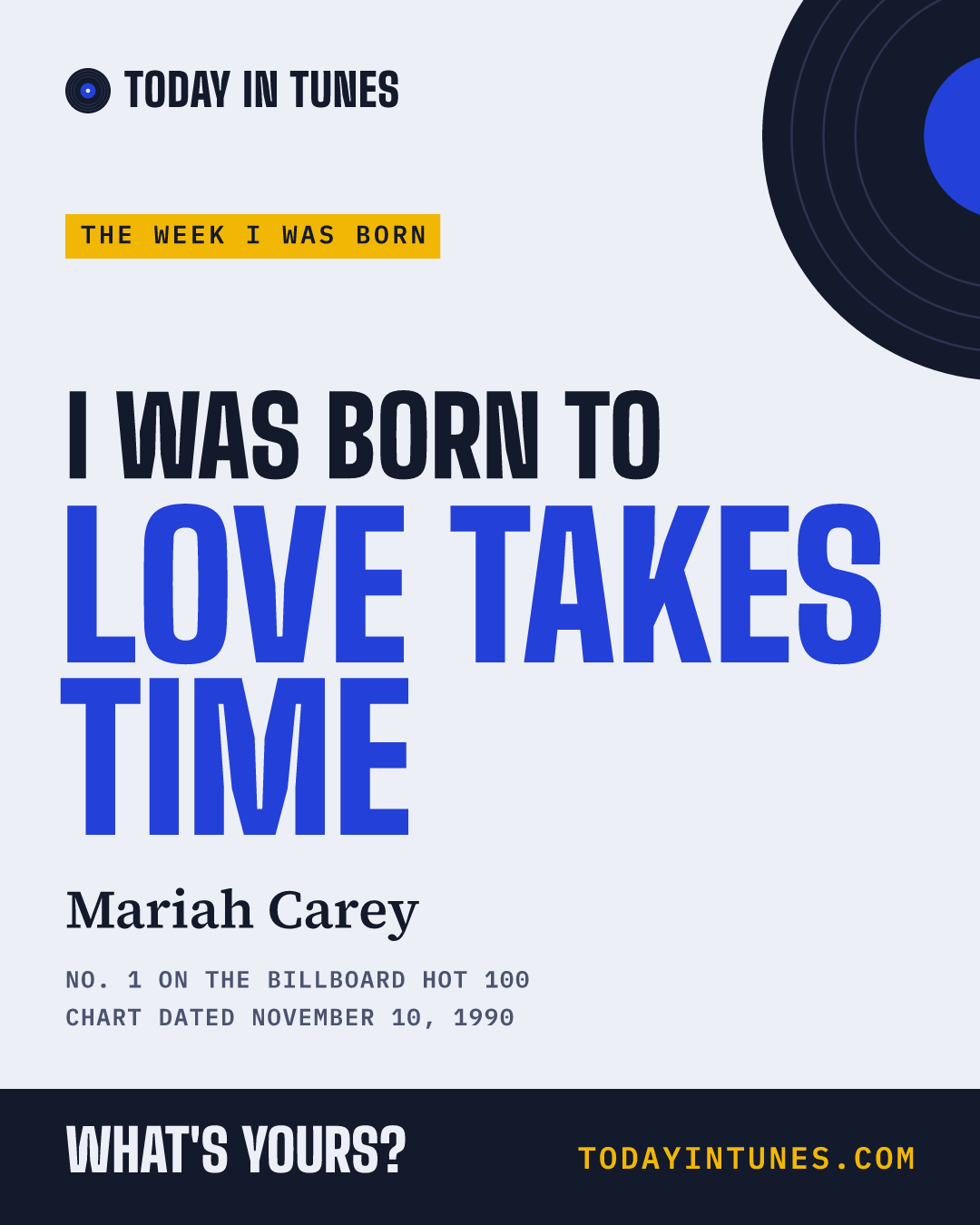 I was born to Love Takes Time, by Mariah Carey