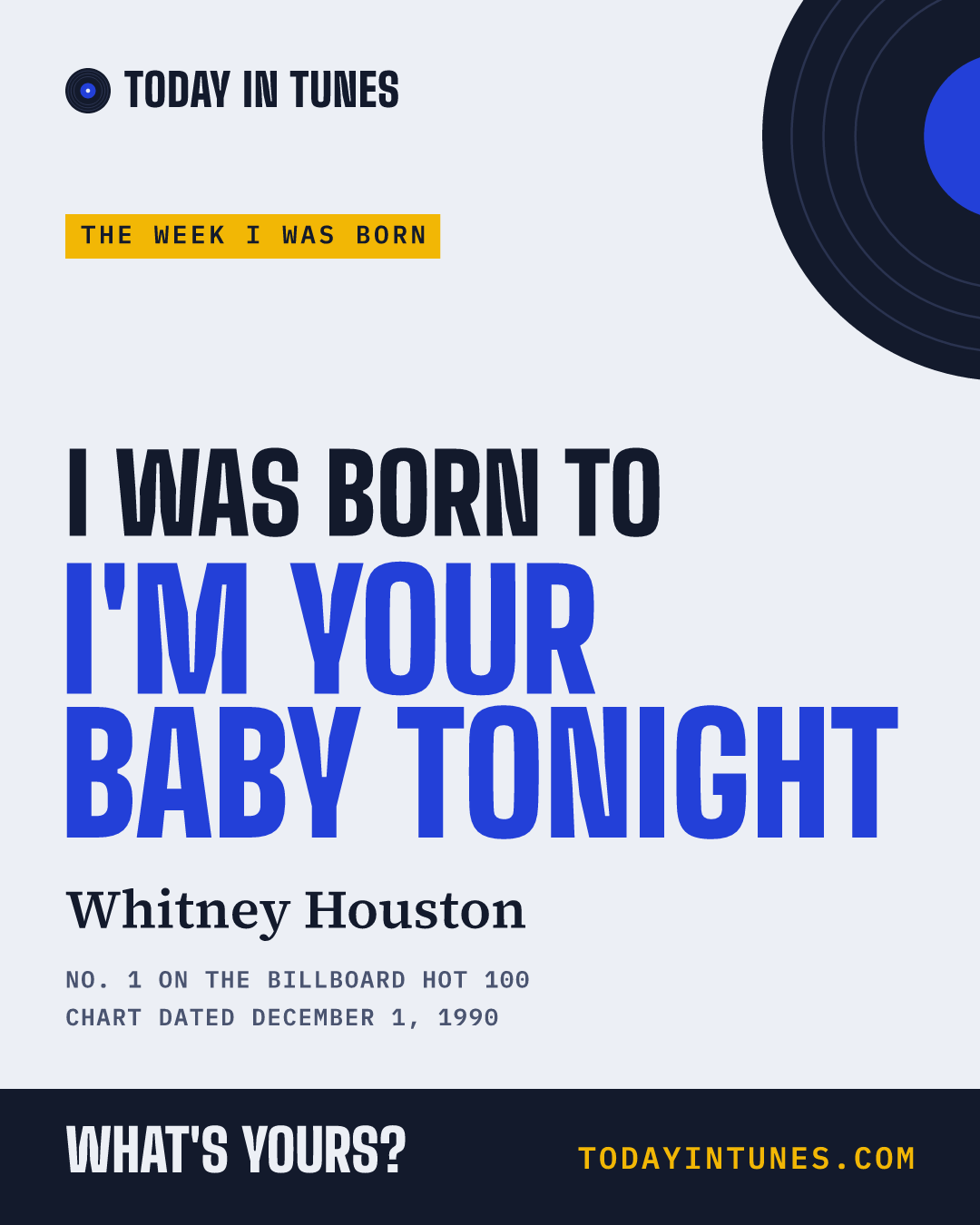 I was born to I'm Your Baby Tonight, by Whitney Houston
