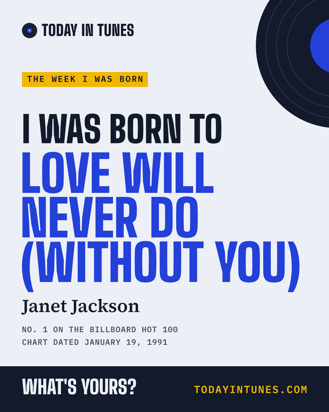 I was born to Love Will Never Do (Without You), by Janet Jackson