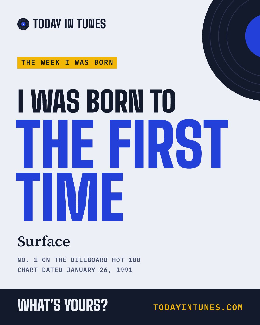 I was born to The First Time, by Surface