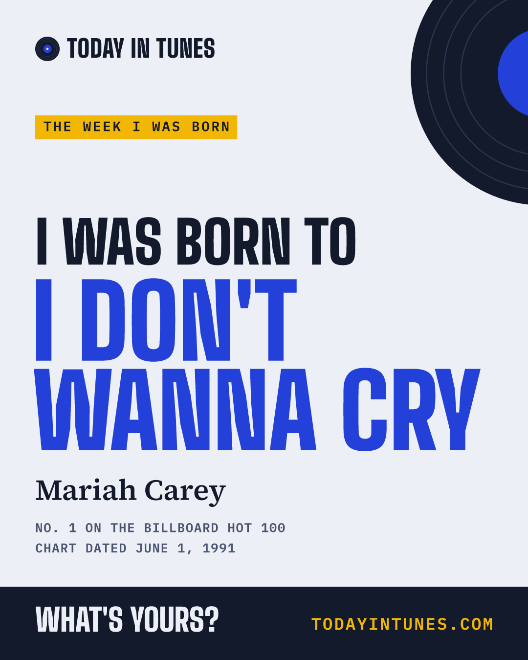 I was born to I Don't Wanna Cry, by Mariah Carey