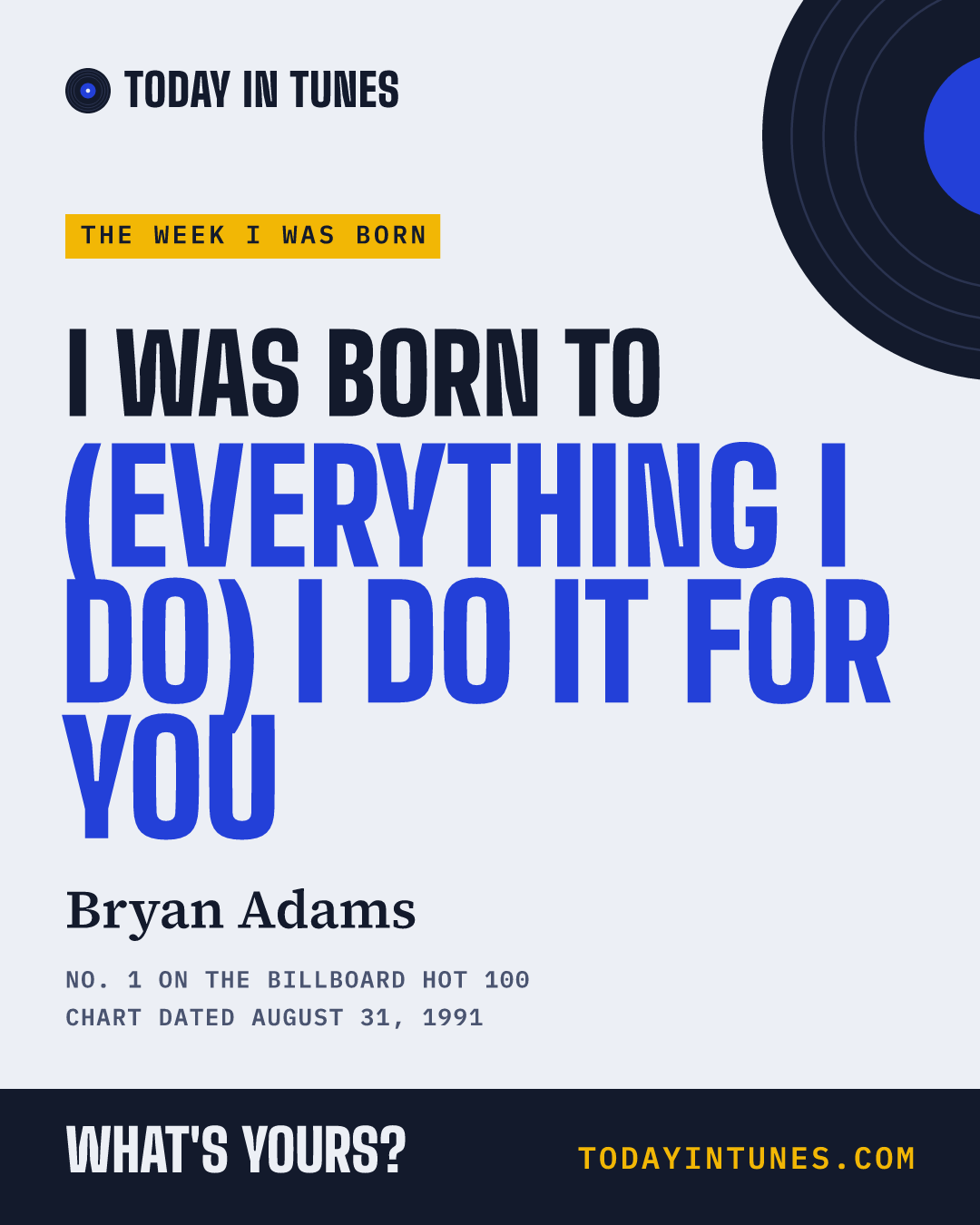 I was born to (Everything I Do) I Do It for You, by Bryan Adams
