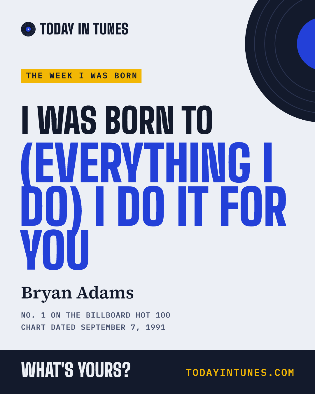 I was born to (Everything I Do) I Do It for You, by Bryan Adams