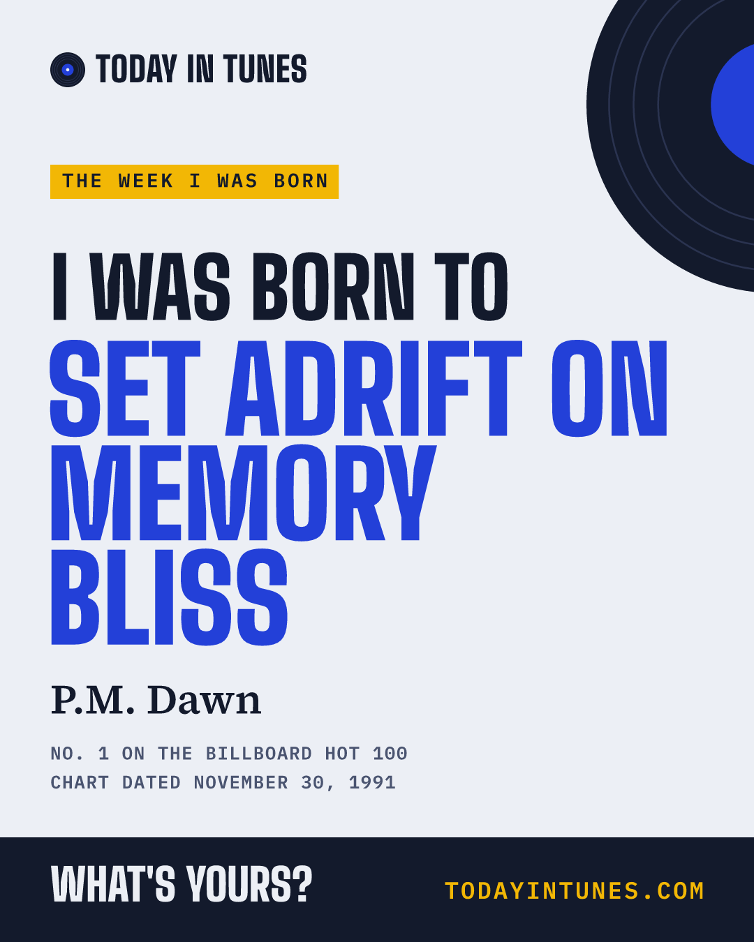 I was born to Set Adrift on Memory Bliss, by P.M. Dawn