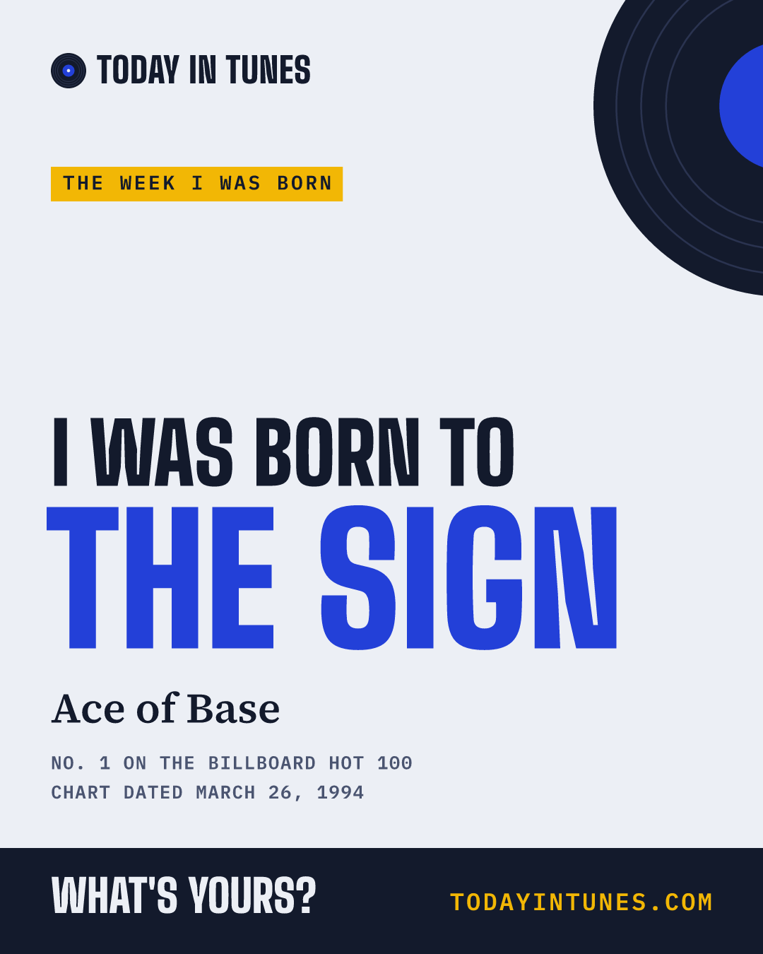 I was born to The Sign, by Ace of Base