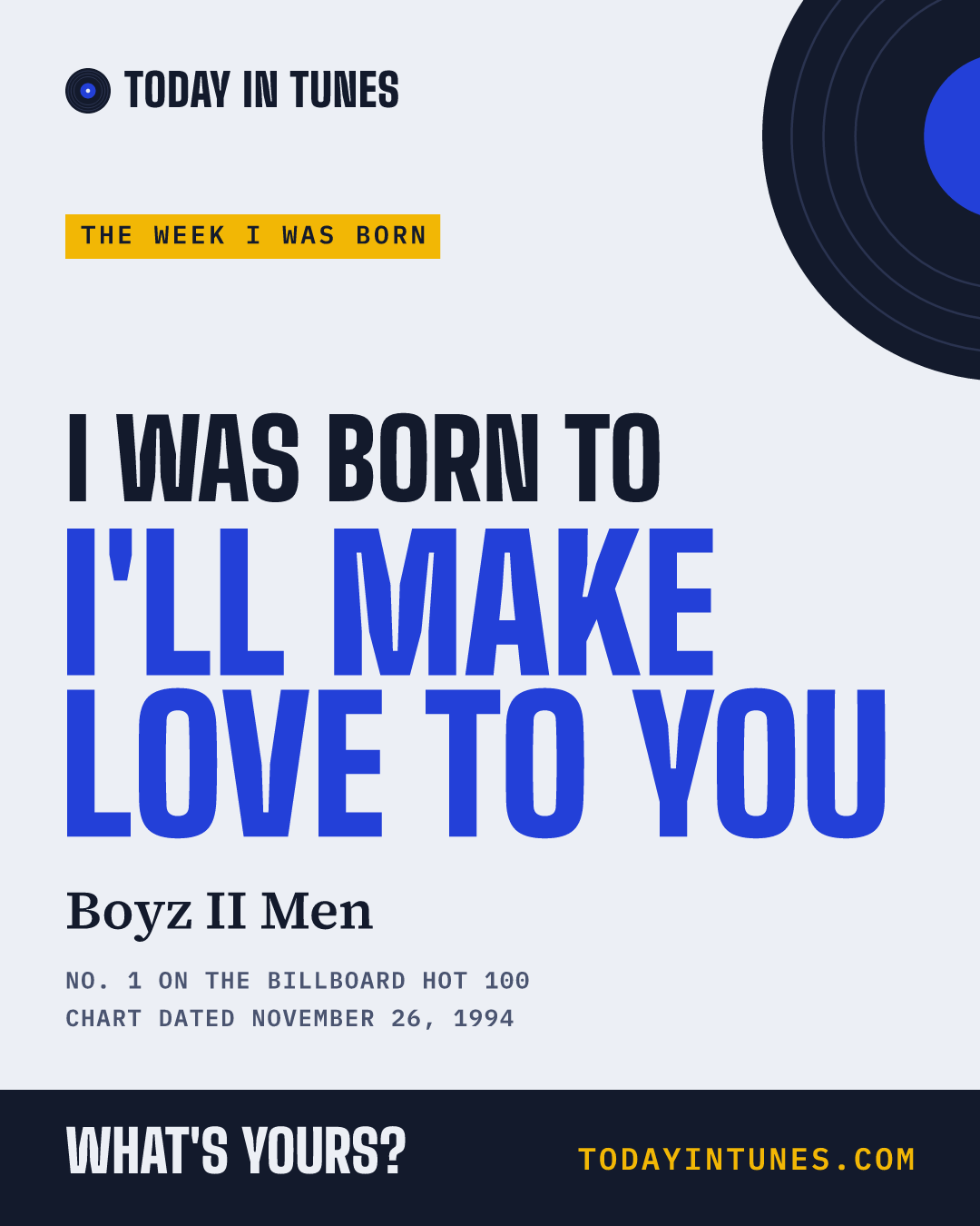 I was born to I'll Make Love to You, by Boyz II Men