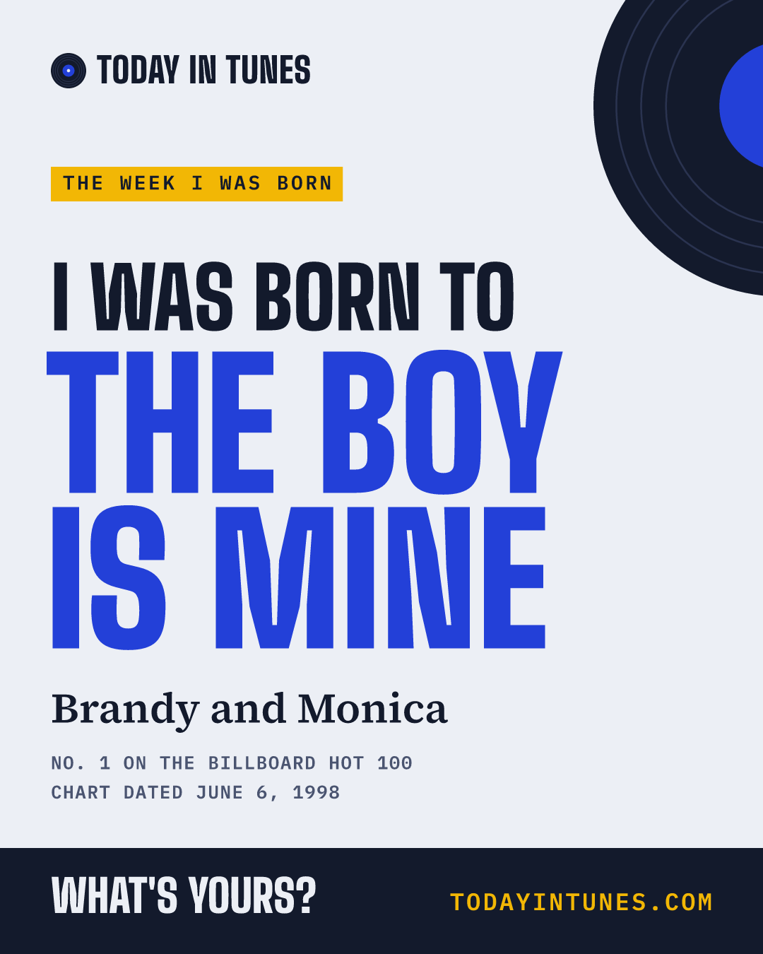 I was born to The Boy Is Mine, by Brandy and Monica