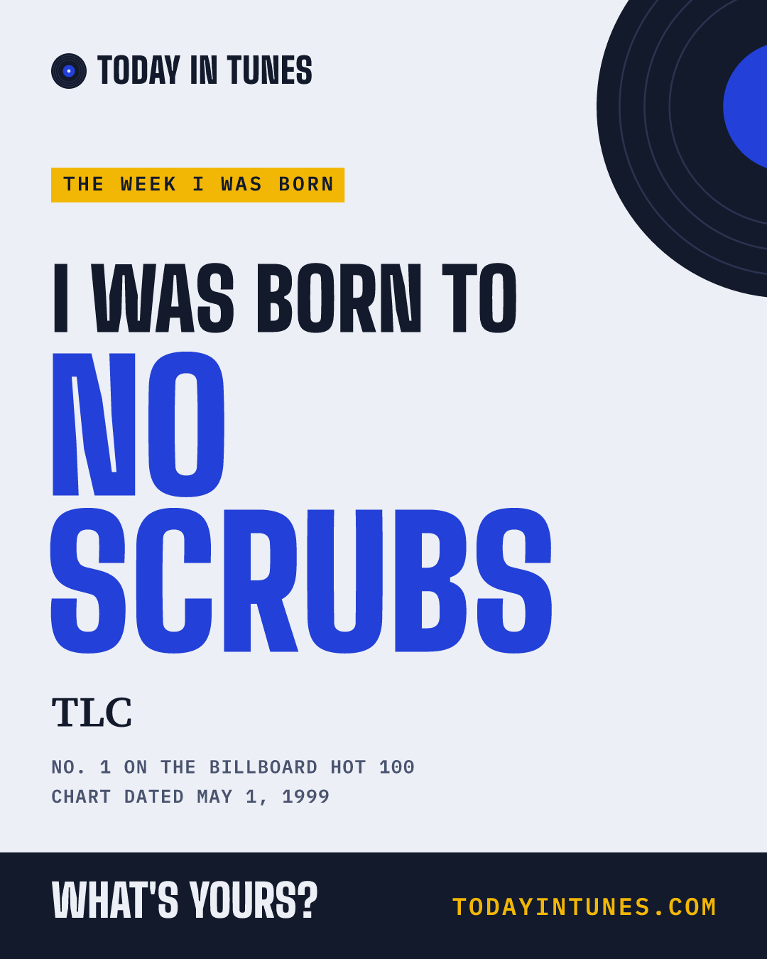 I was born to No Scrubs, by TLC