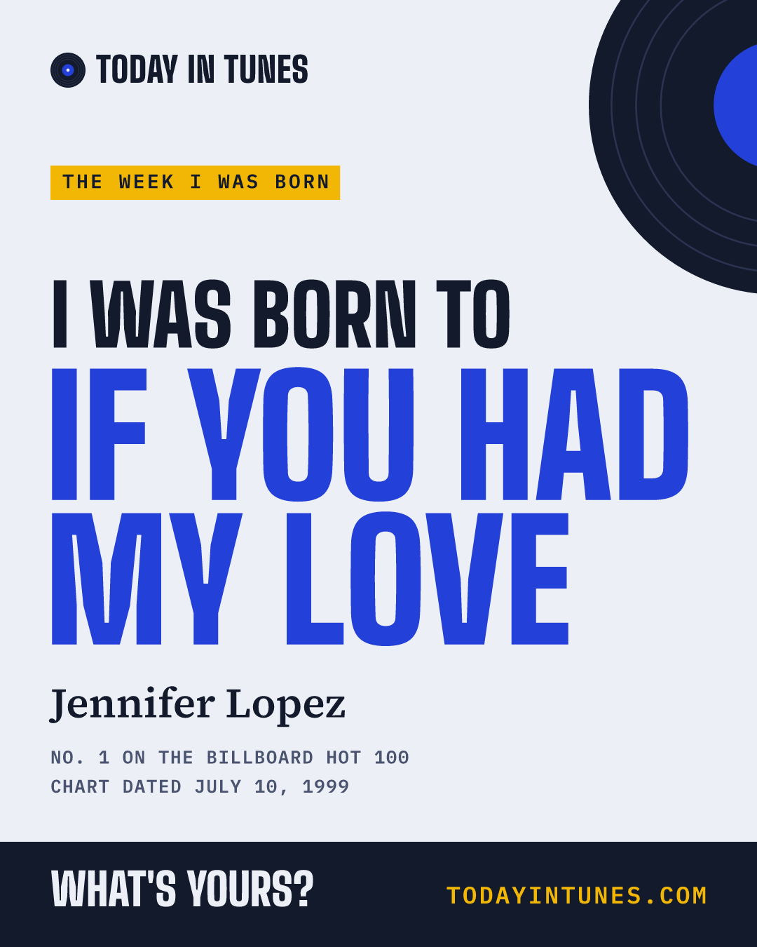 I was born to If You Had My Love, by Jennifer Lopez