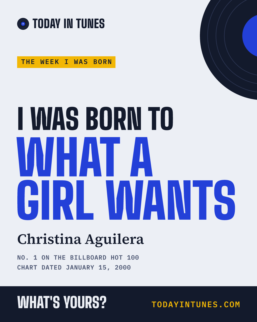 I was born to What a Girl Wants, by Christina Aguilera