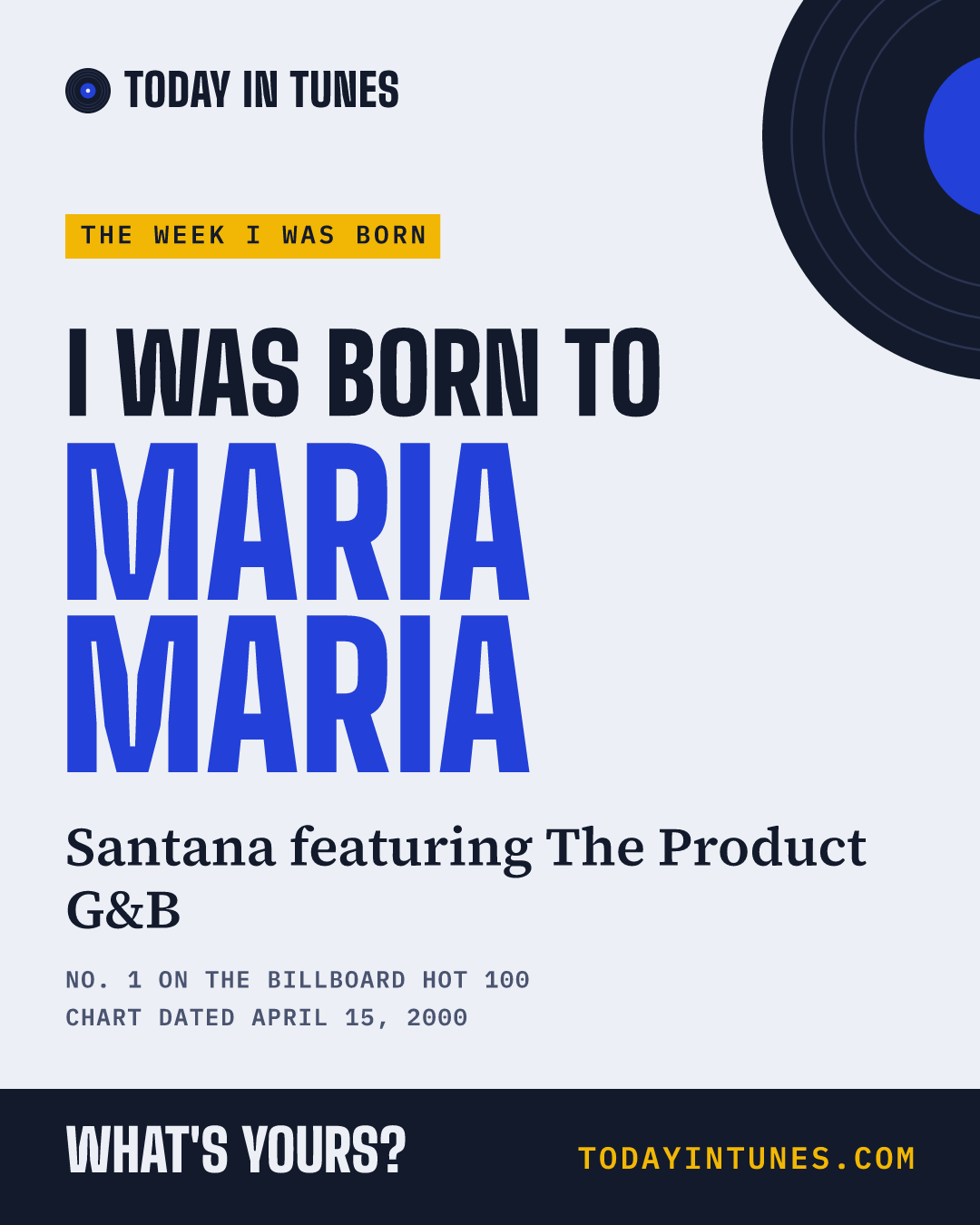 I was born to Maria Maria, by Santana featuring The Product G&B