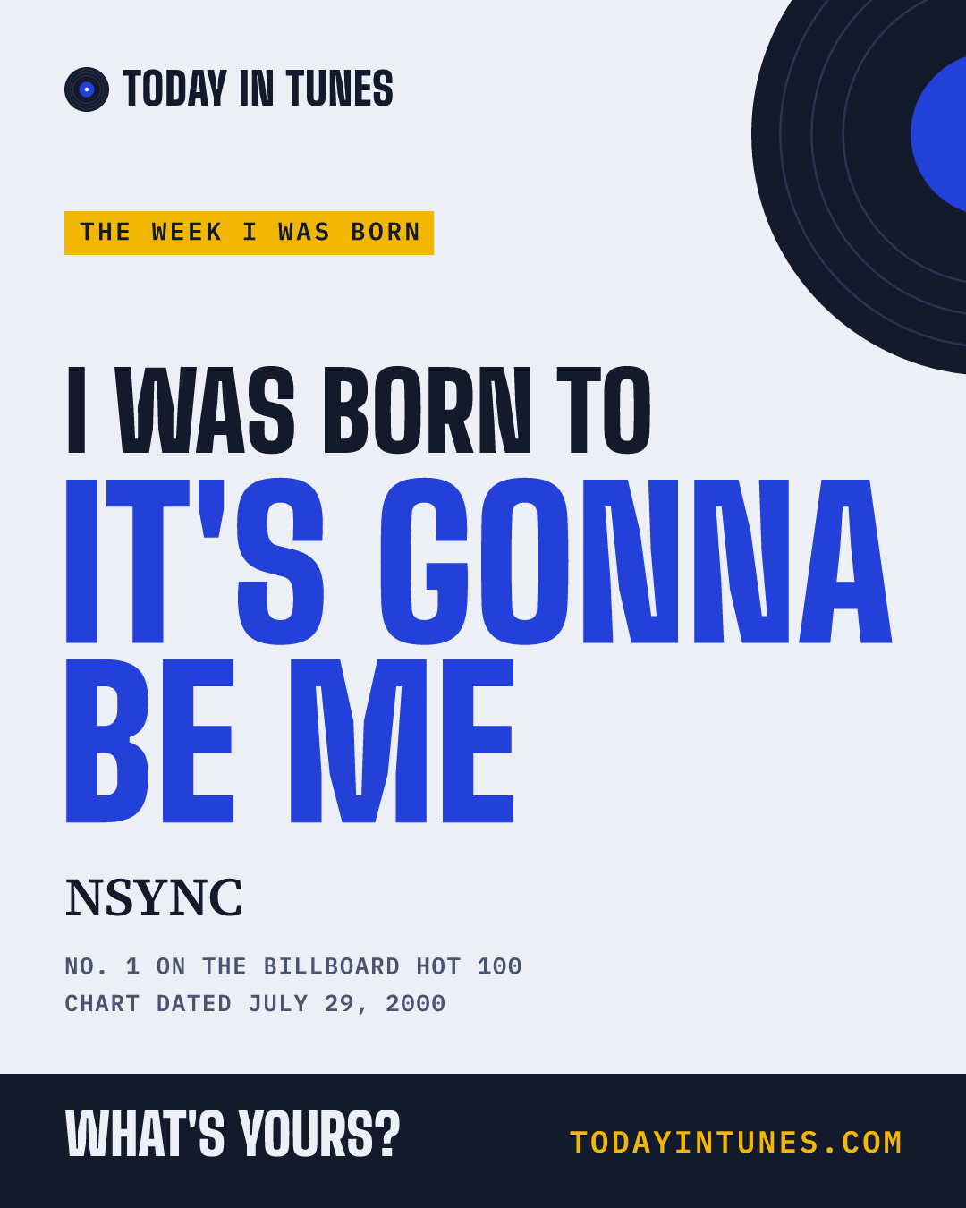 I was born to It's Gonna Be Me, by NSYNC