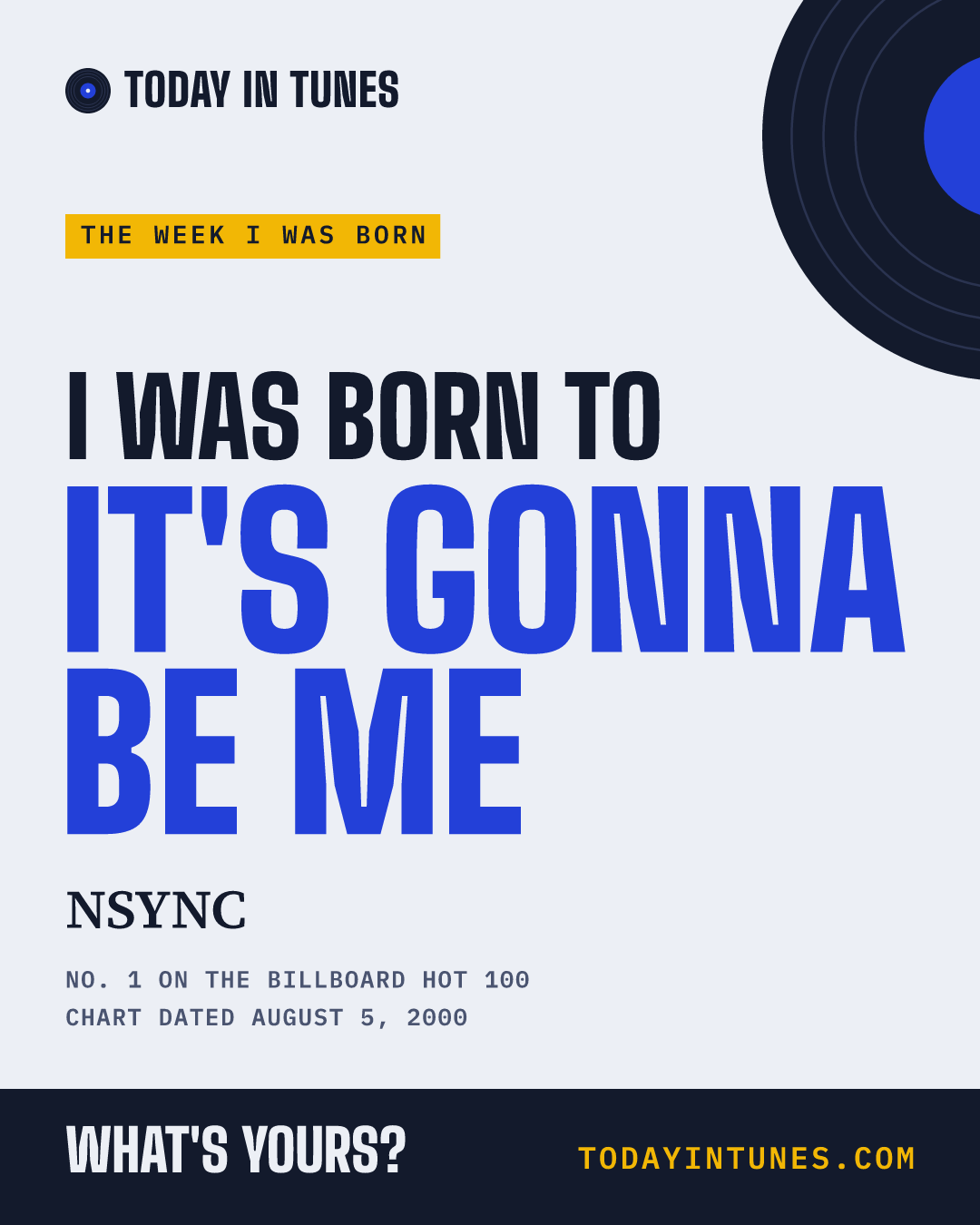 I was born to It's Gonna Be Me, by NSYNC