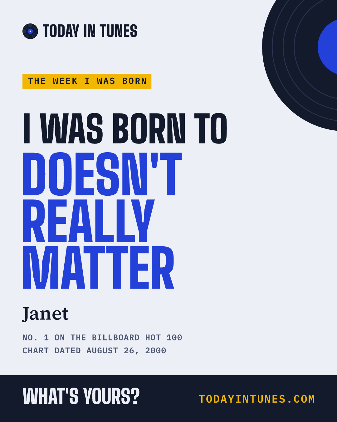 I was born to Doesn't Really Matter, by Janet