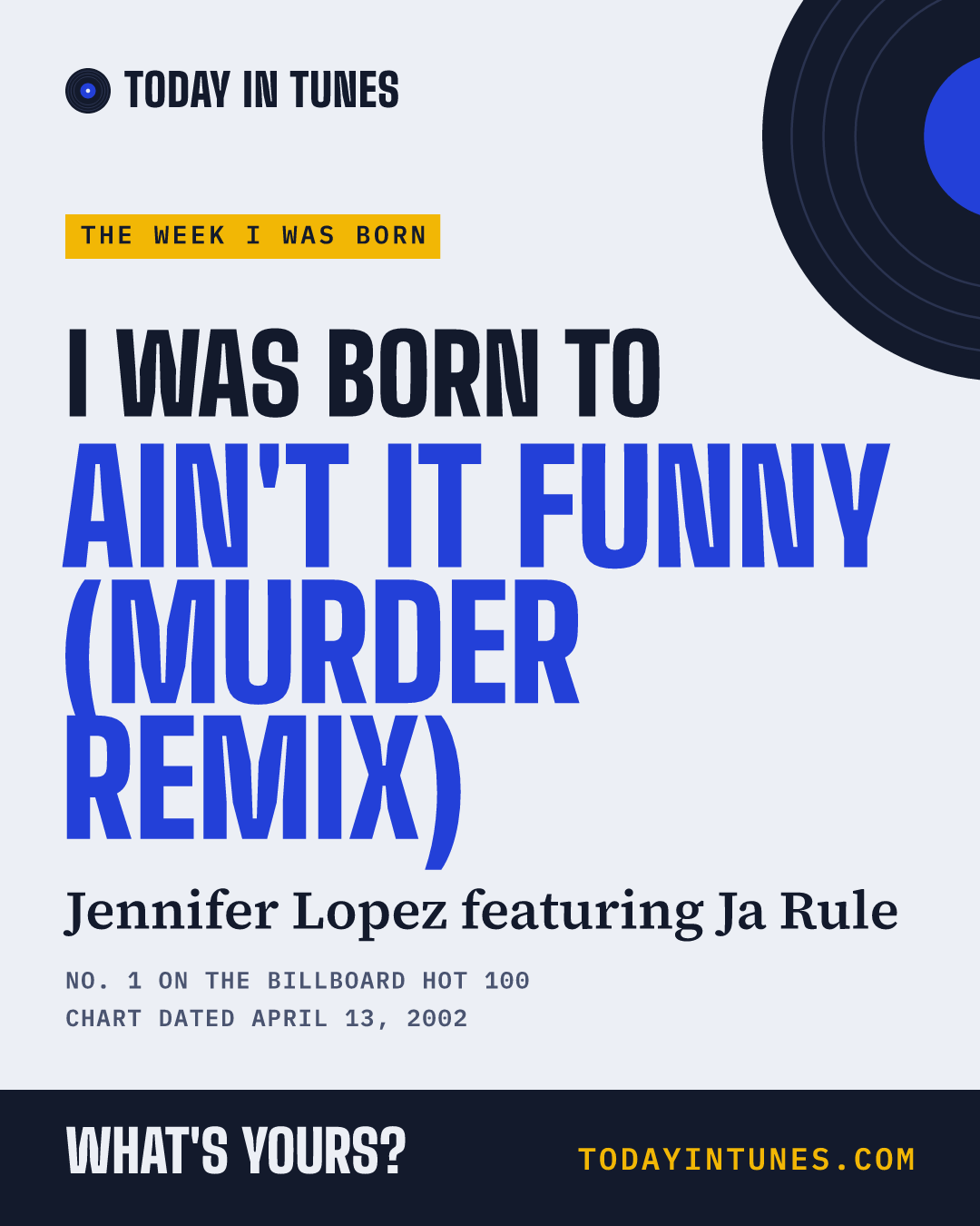 I was born to Ain't It Funny (Murder Remix), by Jennifer Lopez featuring Ja Rule