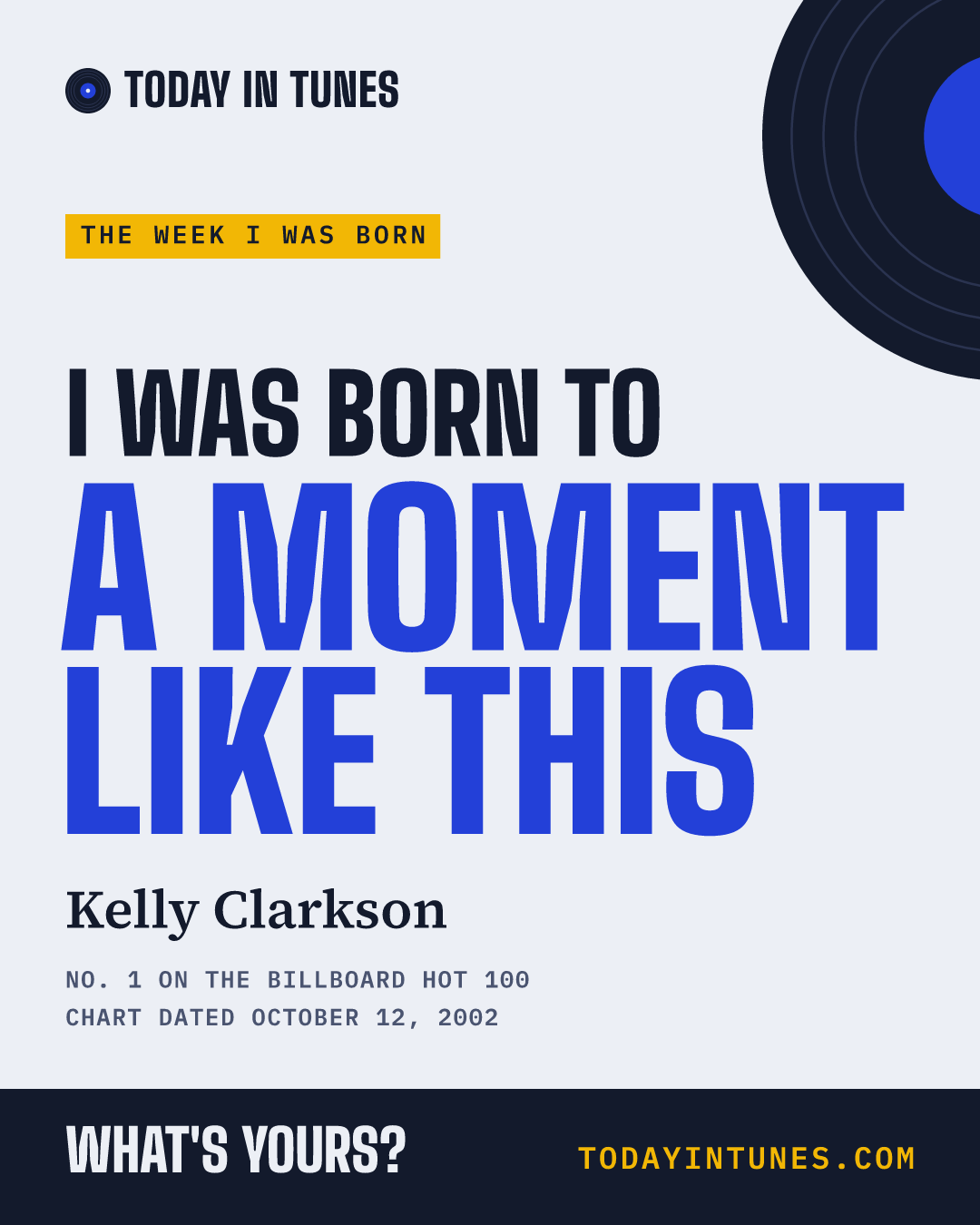 I was born to A Moment Like This, by Kelly Clarkson