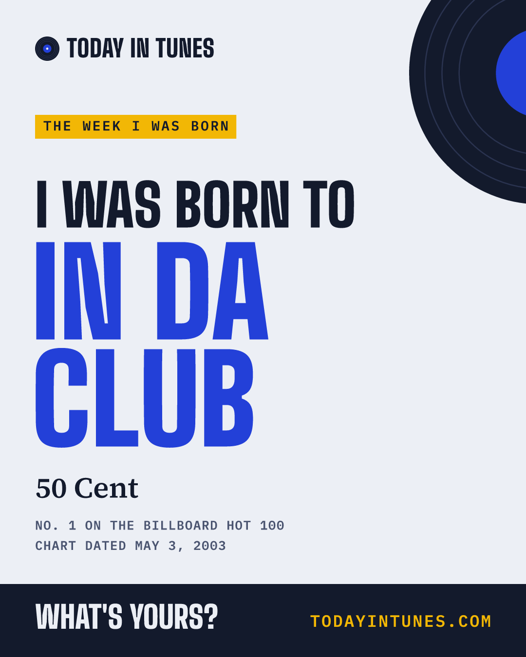 I was born to In da Club, by 50 Cent