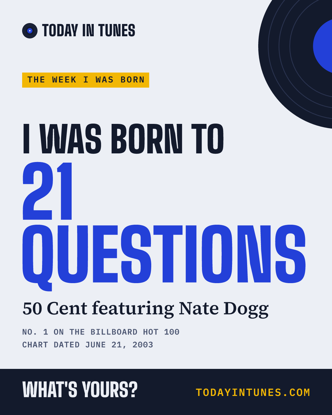 I was born to 21 Questions, by 50 Cent featuring Nate Dogg