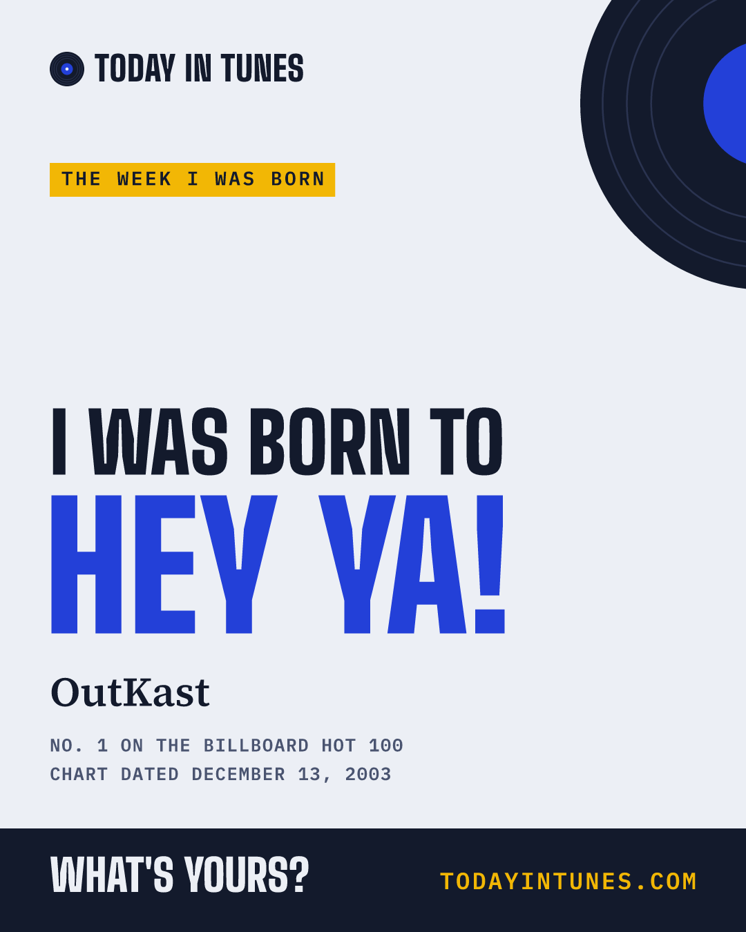 I was born to Hey Ya!, by OutKast