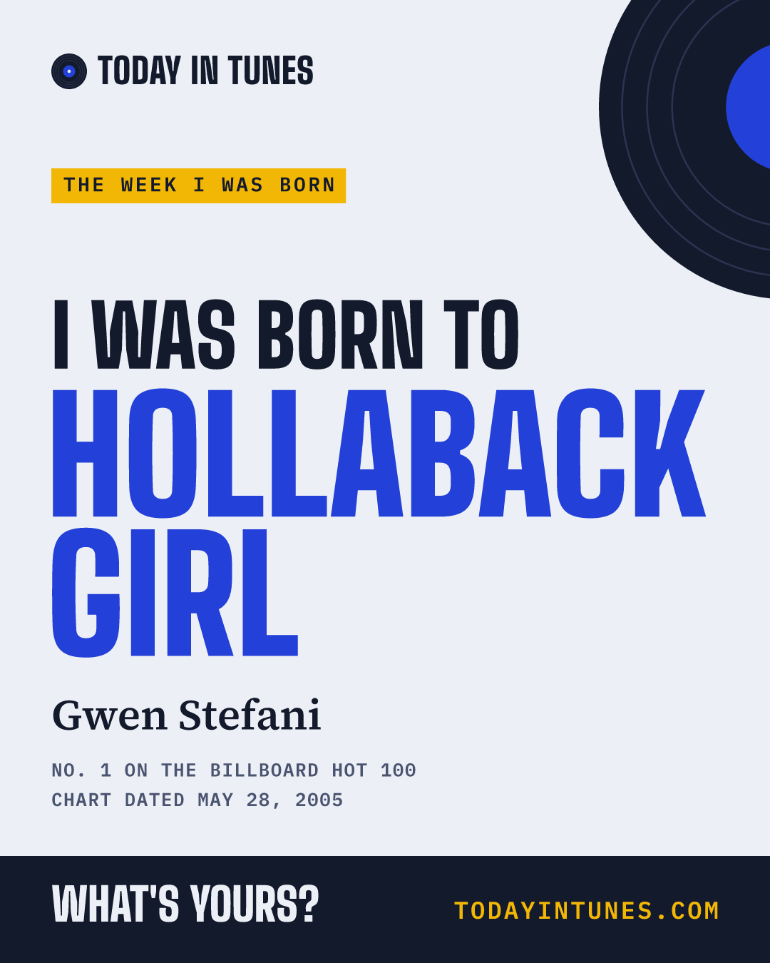 I was born to Hollaback Girl, by Gwen Stefani