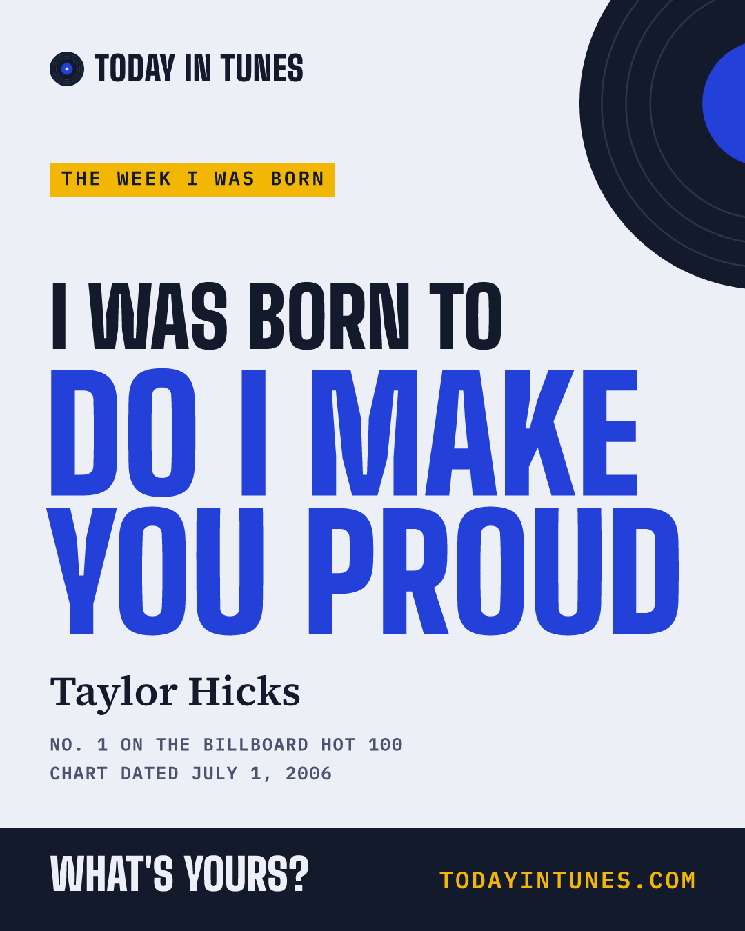 I was born to Do I Make You Proud, by Taylor Hicks