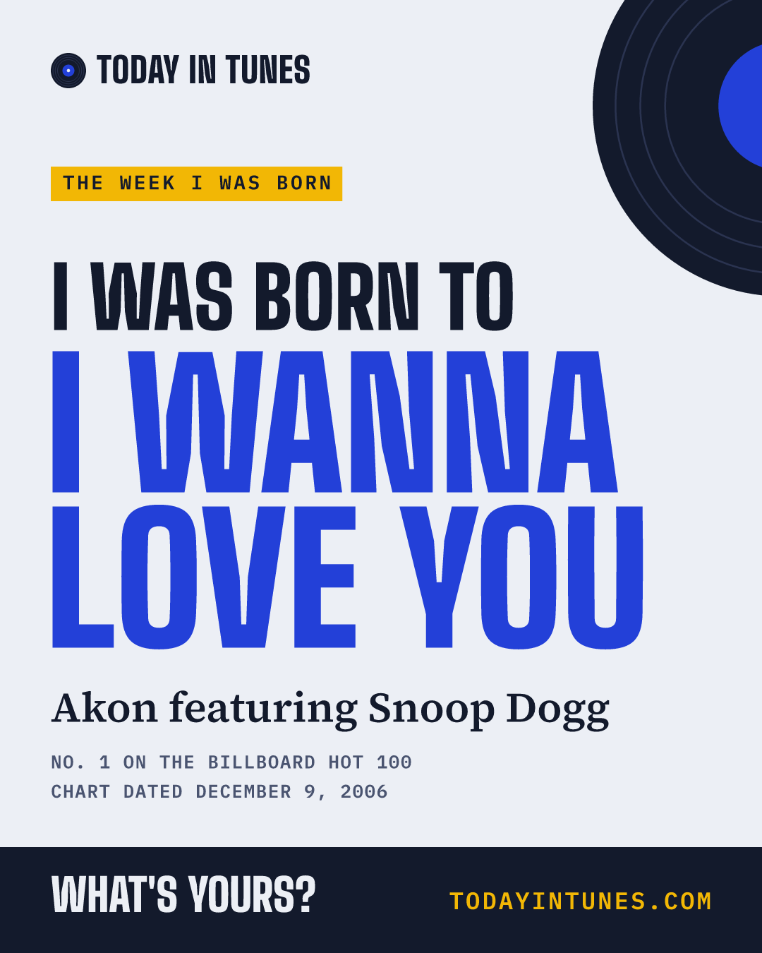 I was born to I Wanna Love You, by Akon featuring Snoop Dogg