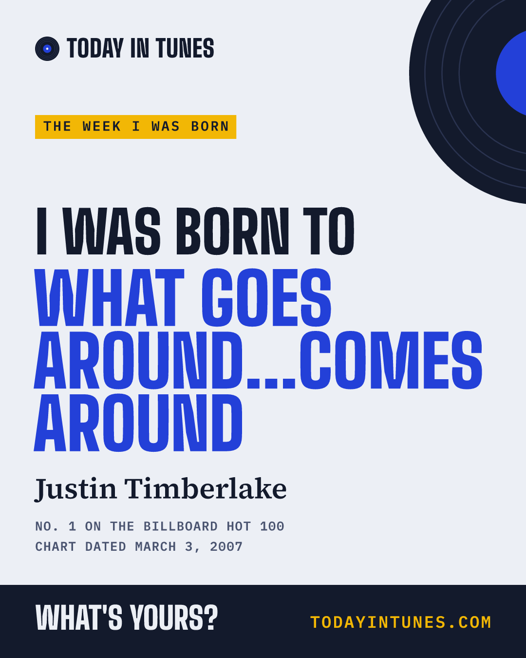 I was born to What Goes Around...Comes Around, by Justin Timberlake