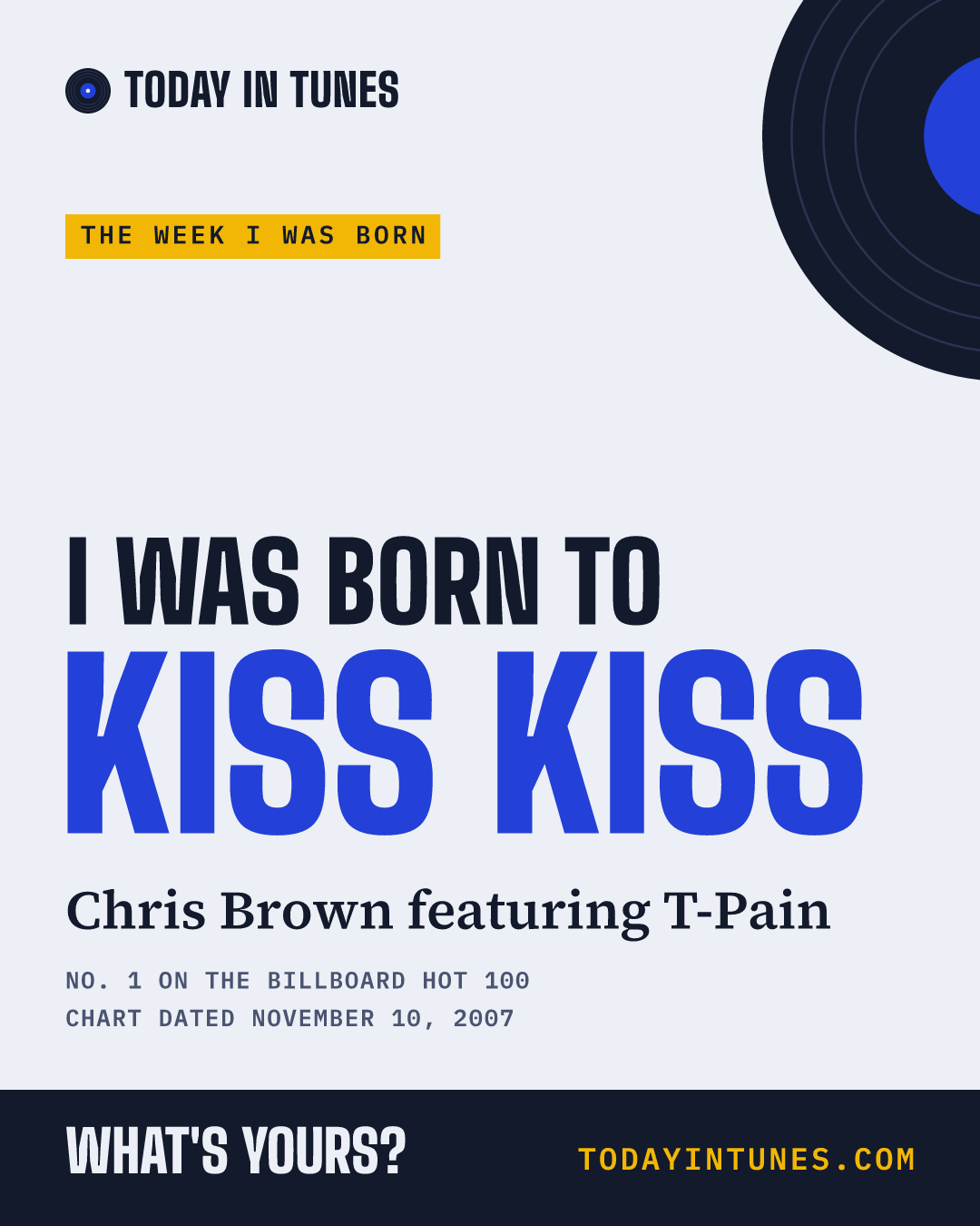 I was born to Kiss Kiss, by Chris Brown featuring T-Pain