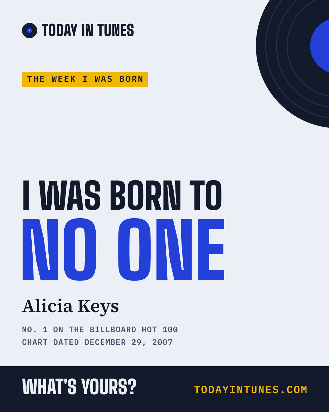 I was born to No One, by Alicia Keys
