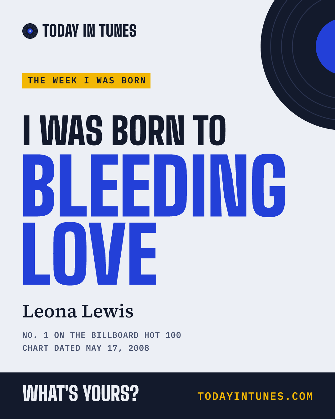 I was born to Bleeding Love, by Leona Lewis