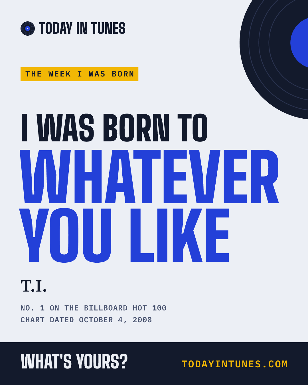I was born to Whatever You Like, by T.I.