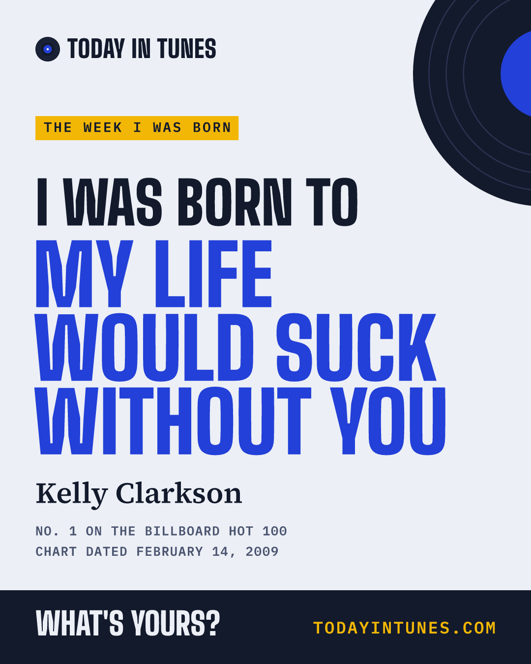 I was born to My Life Would Suck Without You, by Kelly Clarkson