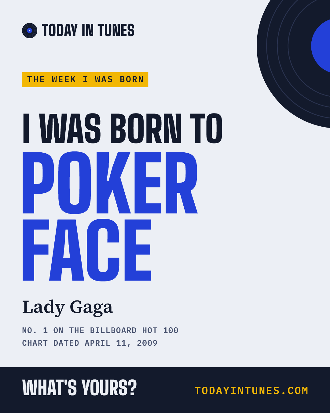 I was born to Poker Face, by Lady Gaga