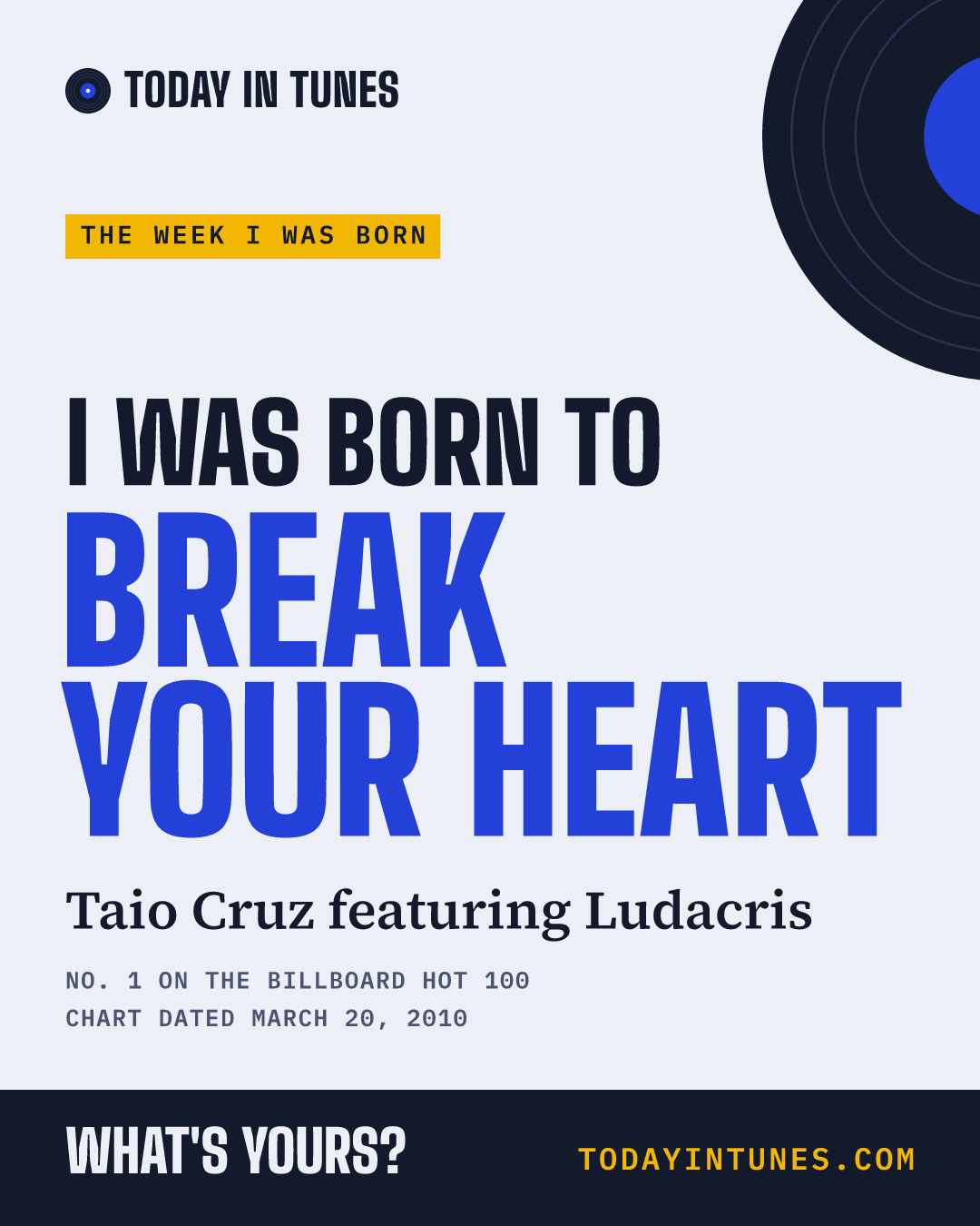 I was born to Break Your Heart, by Taio Cruz featuring Ludacris