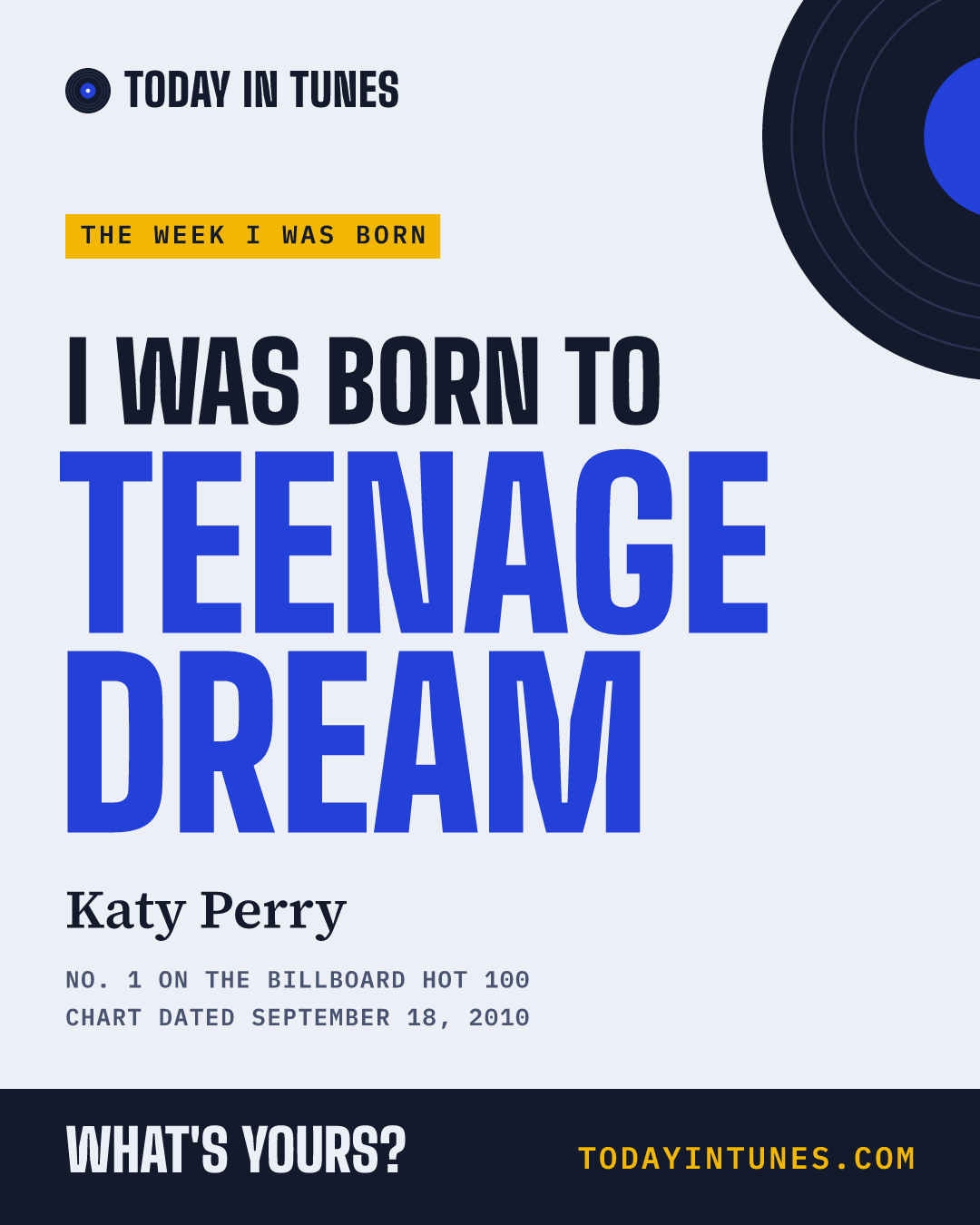 I was born to Teenage Dream, by Katy Perry